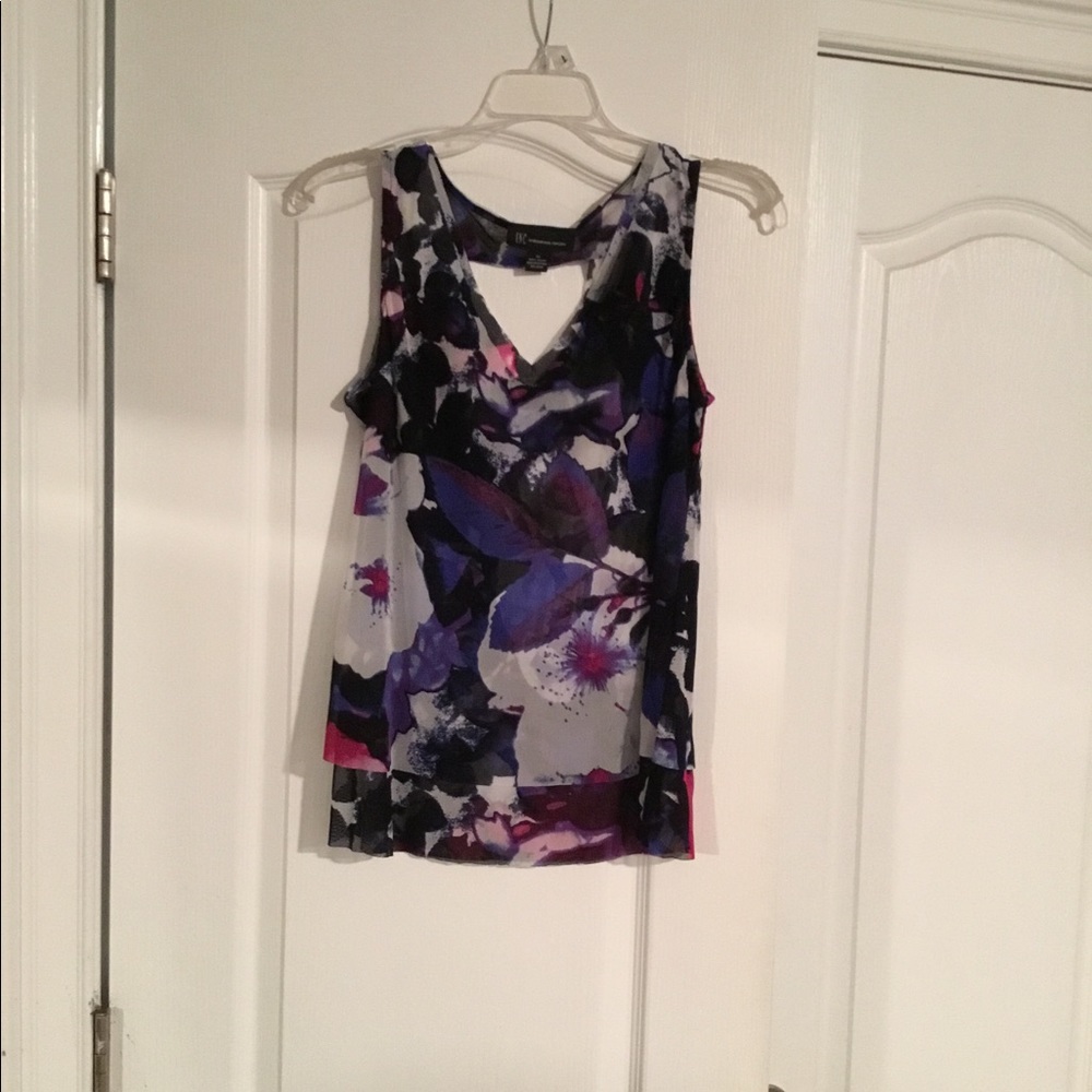 Sheer colorful sleeveless v-neck blouse